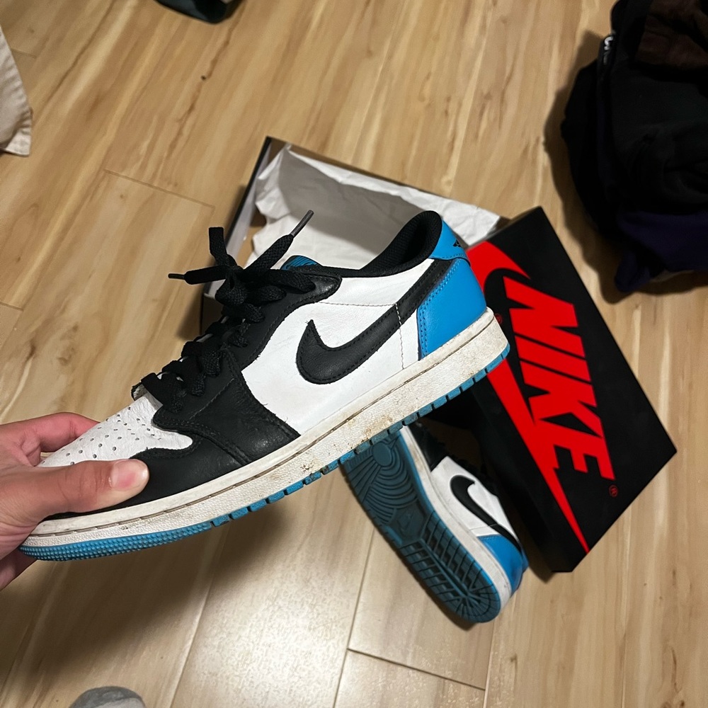 Jordan 1 retro low OG, black dark powder blue
